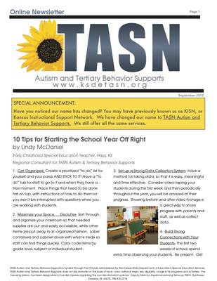 preview image of kisn-newsletter27643563F1.pdf for TASN ATBS September 2012 Newsletter: TASN/ATBS Newsletter - 10 Tips for Preparing for School