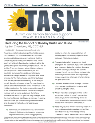 preview image of kisn-newsletter36A5EA9148.pdf for TASN ATBS November 2012 Newsletter: TASN/ATBS Newsletter - Reducing the Impact of Holiday Hustle and Bustle 